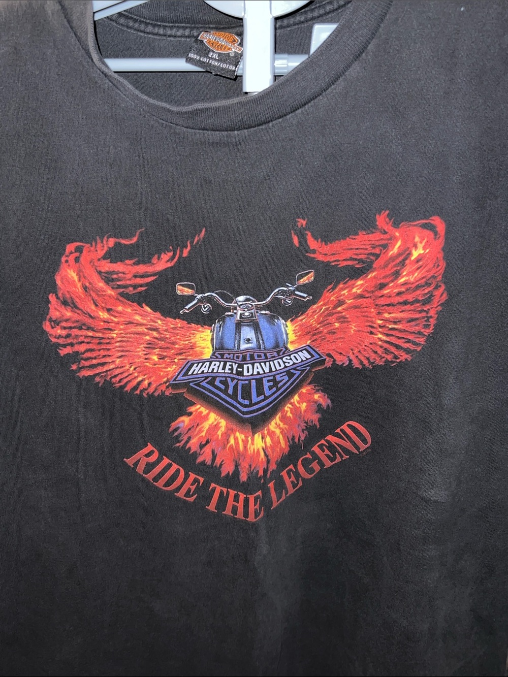 Vintage Harley Davidson Shirt 2XL Ride The Legend Yuba City CA Flames Biker VTG